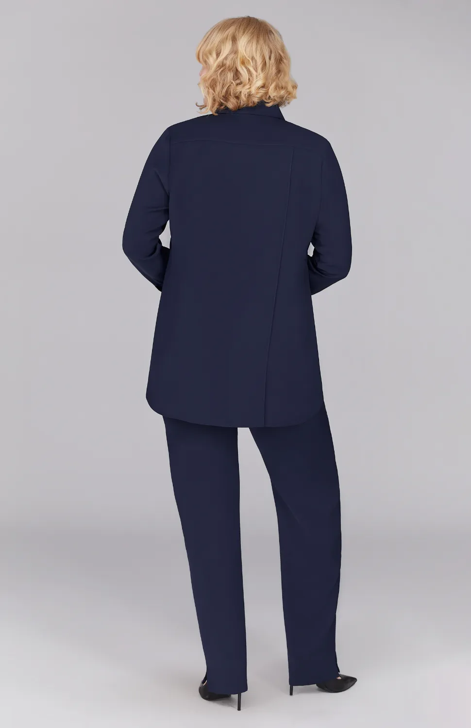 Lustrous Crepe Back Overlap Shirt