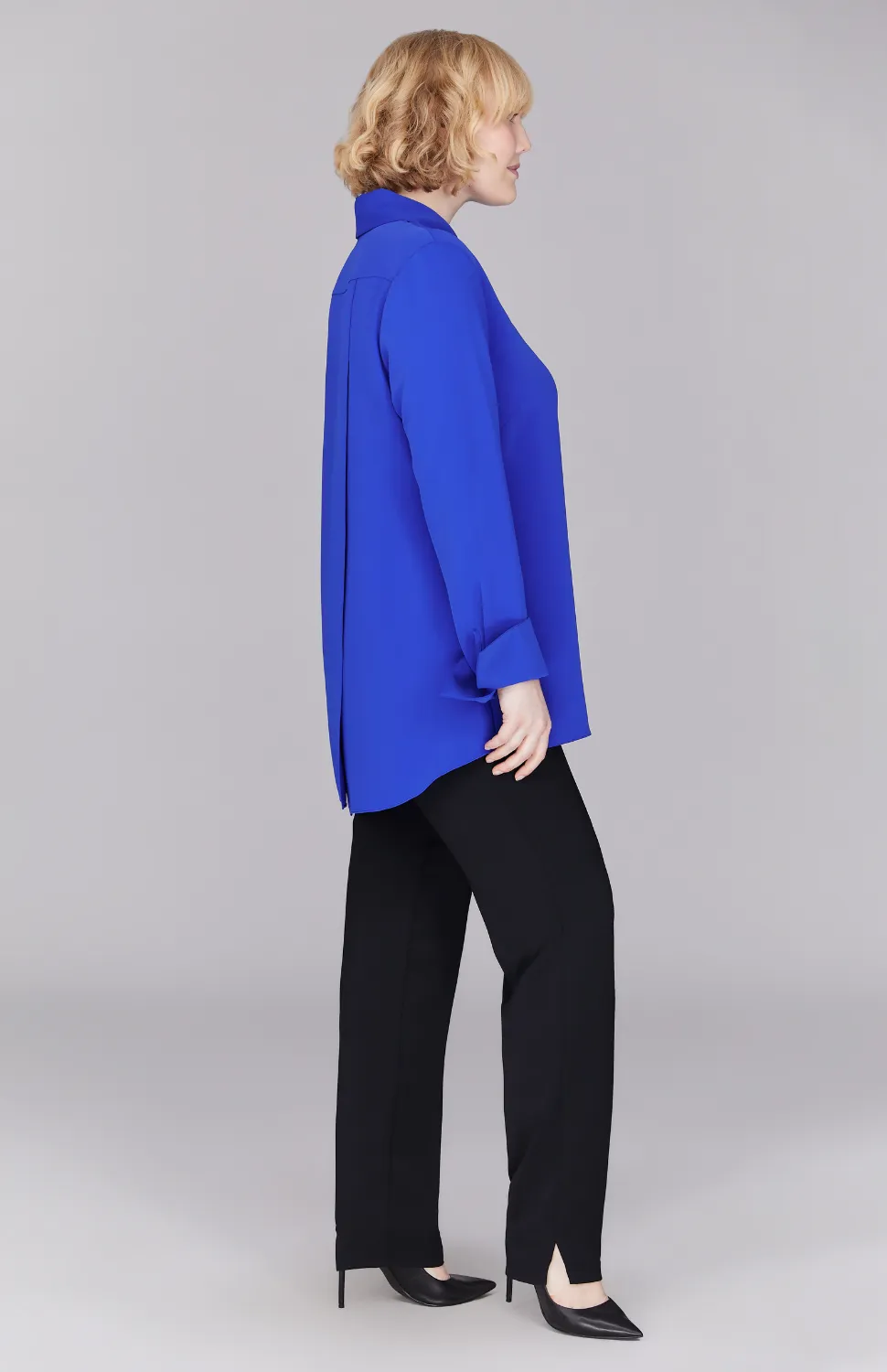 Lustrous Crepe Back Overlap Shirt