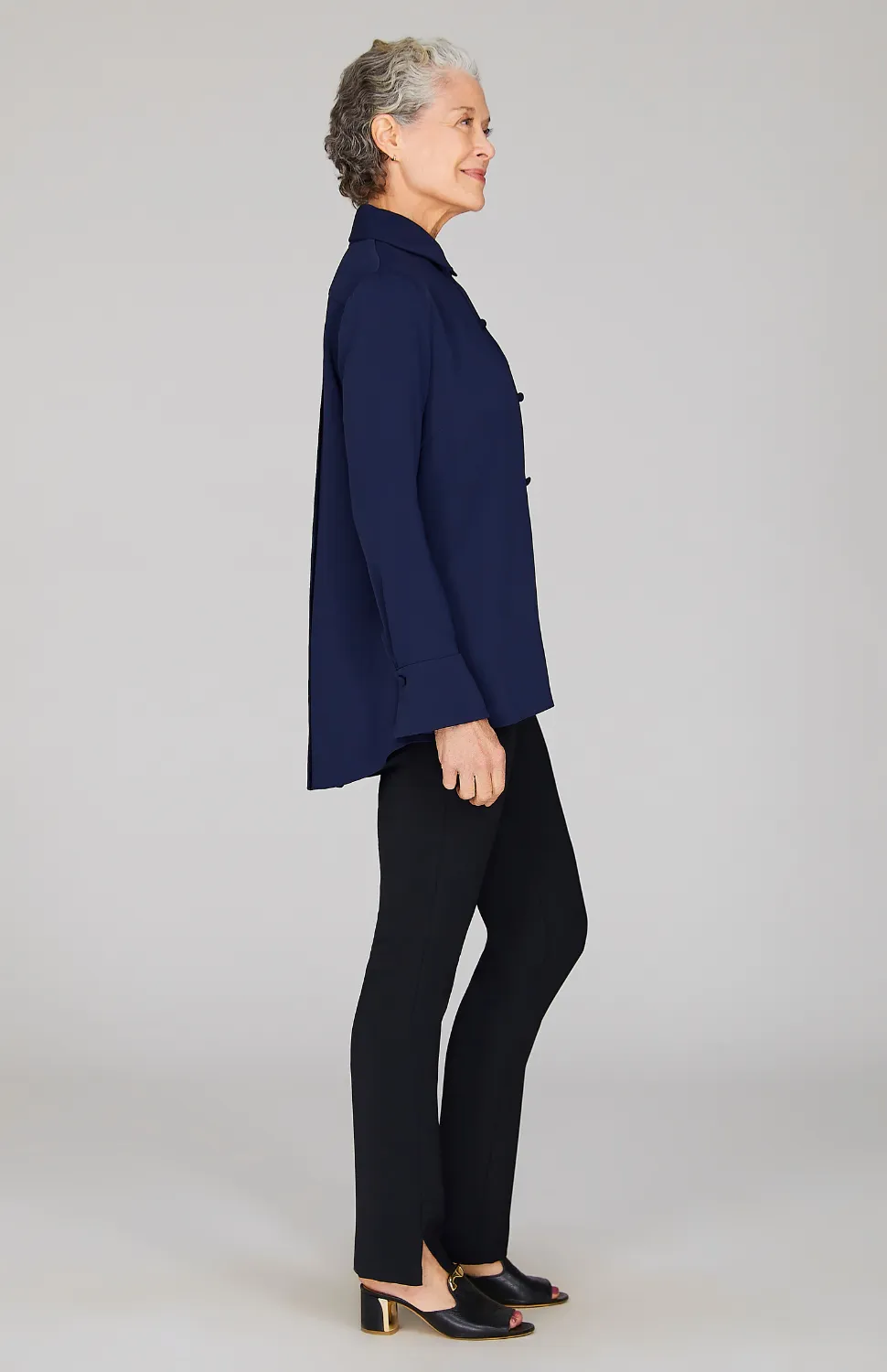 Lustrous Crepe Back Overlap Shirt