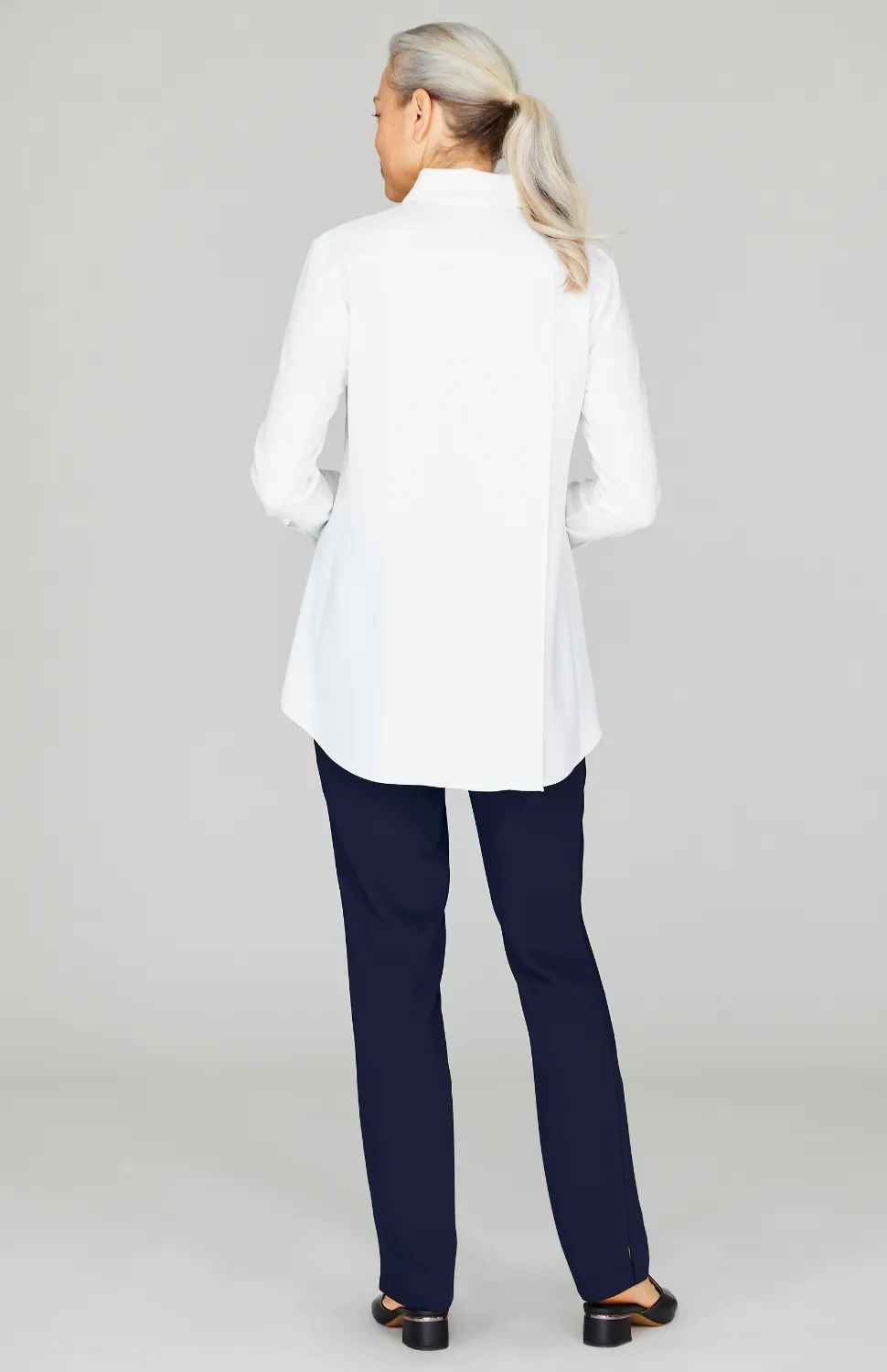 Lustrous Crepe Back Overlap Shirt