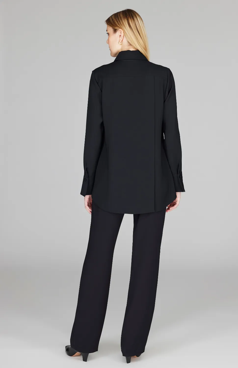 Lustrous Crepe Back Overlap Shirt