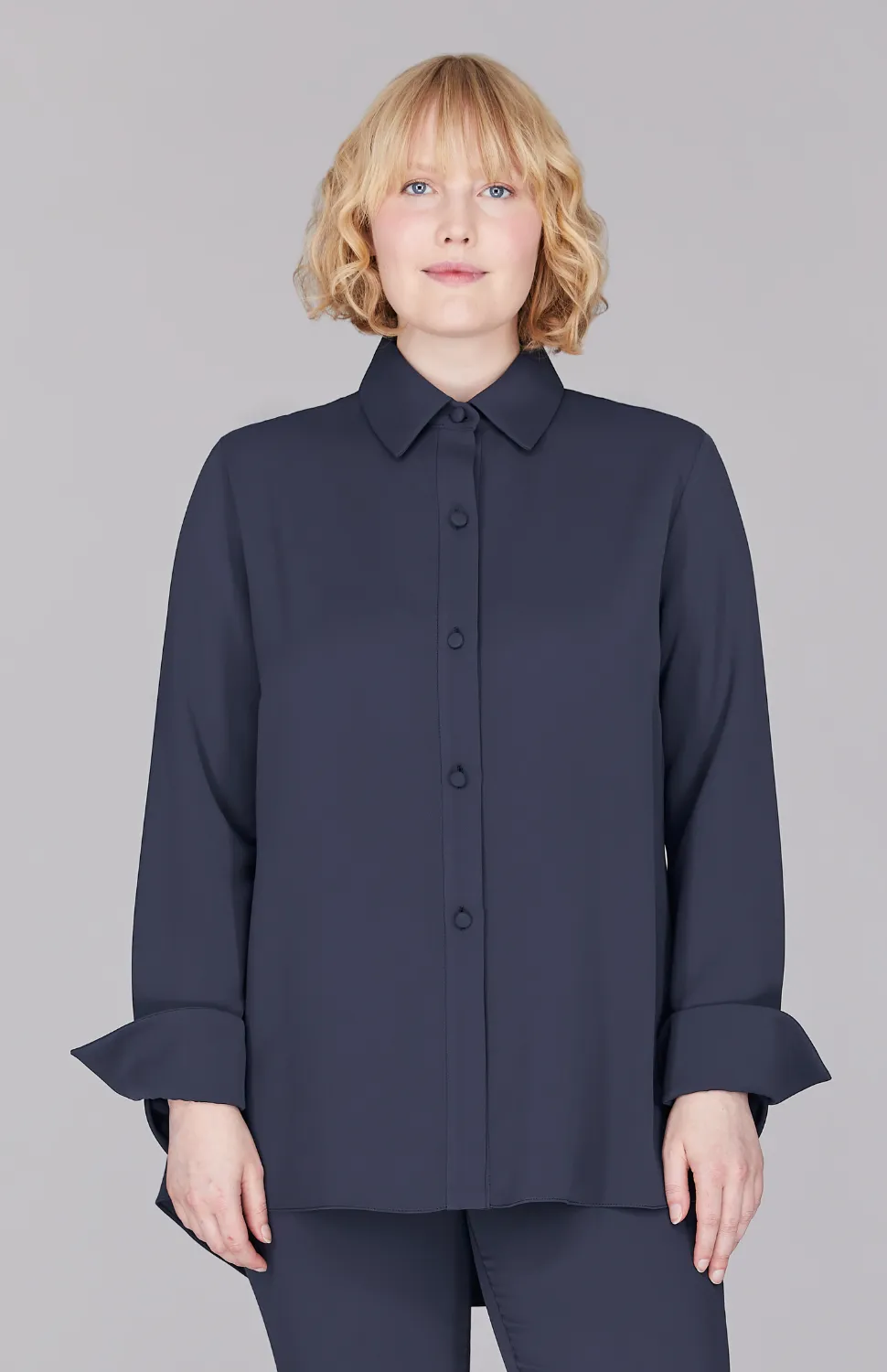 Lustrous Crepe Back Overlap Shirt