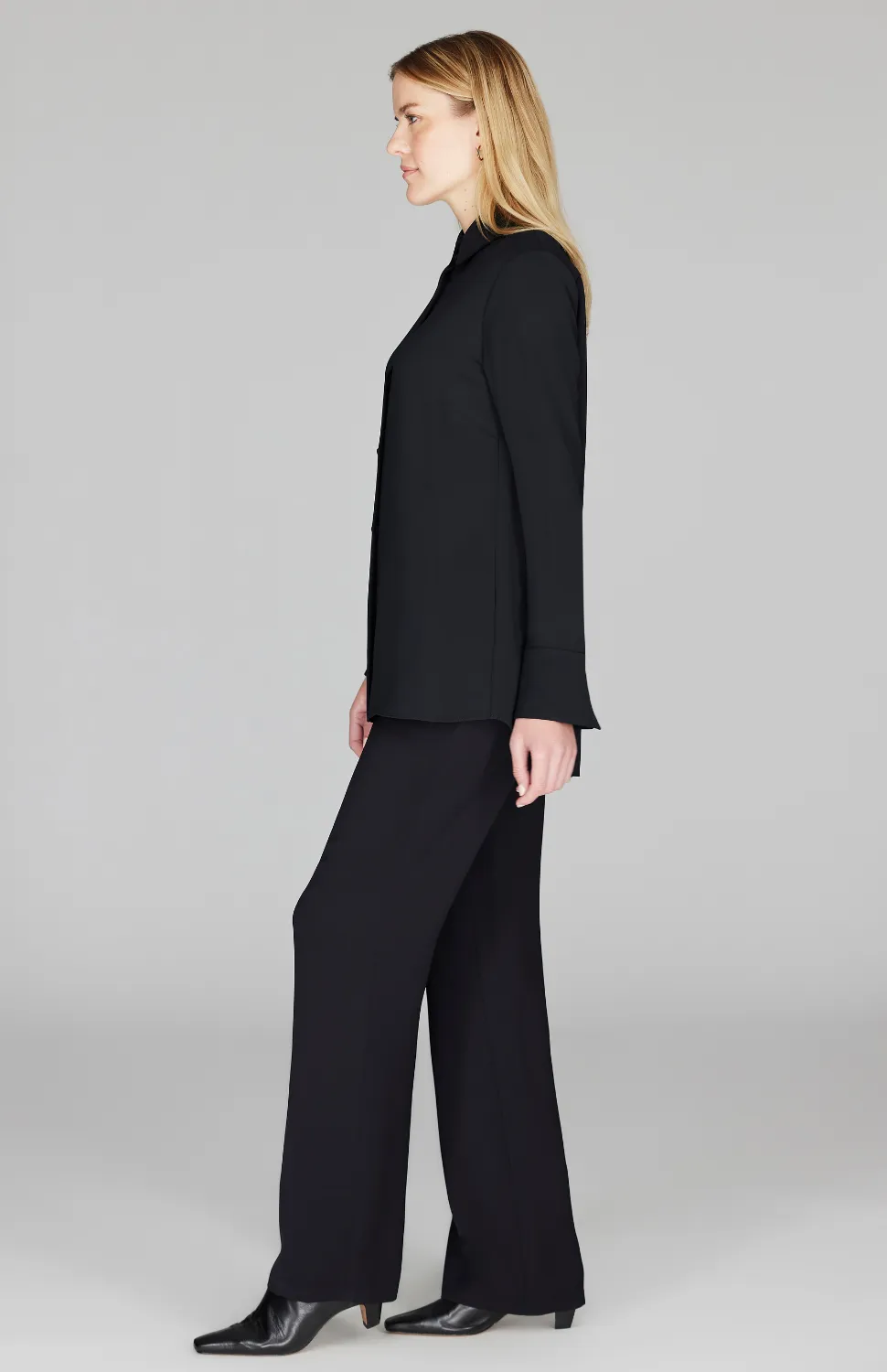 Lustrous Crepe Back Overlap Shirt