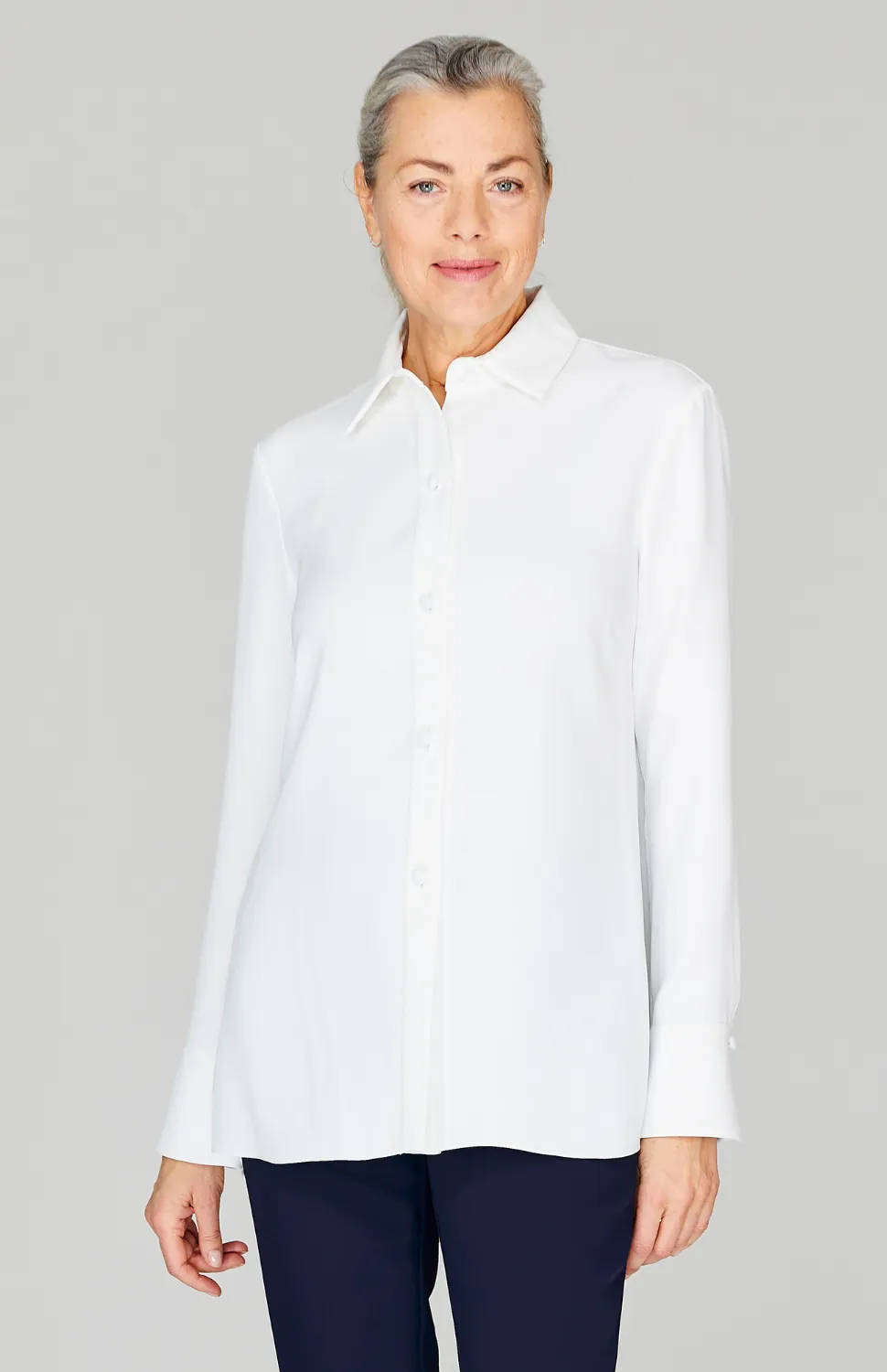 Lustrous Crepe Back Overlap Shirt