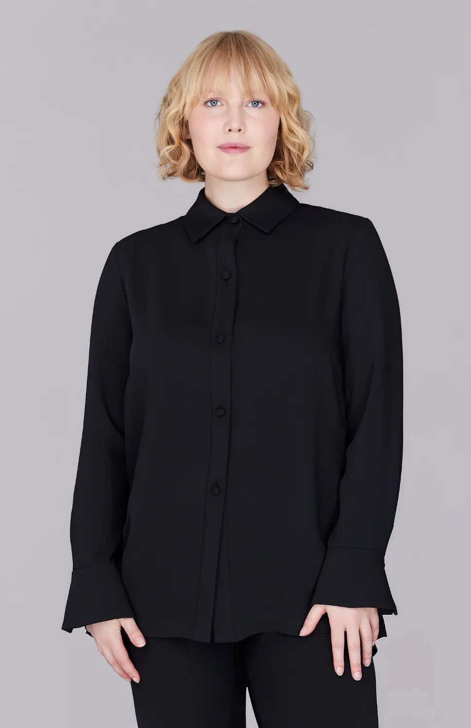 Lustrous Crepe Back Overlap Shirt