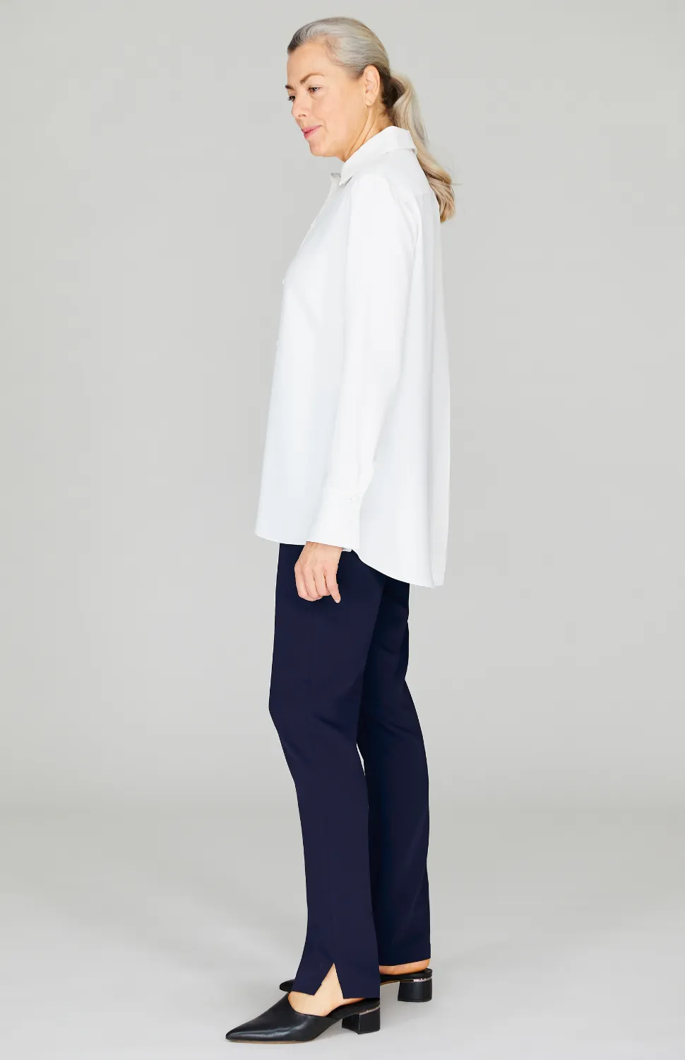 Lustrous Crepe Back Overlap Shirt