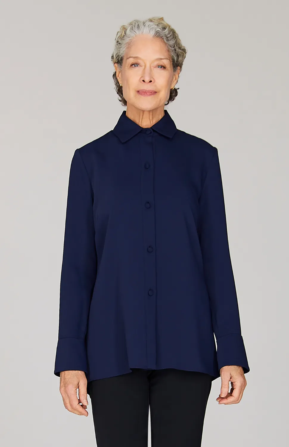 Lustrous Crepe Back Overlap Shirt