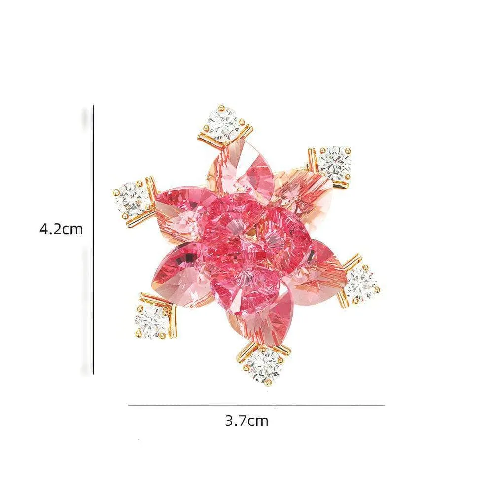 Luxurious Floral Starburst Crystal Inlaid Diamante Brooch