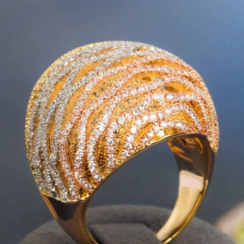 Luxury Bride Women Zircon Ring Wedding Jewelry For Party Gift