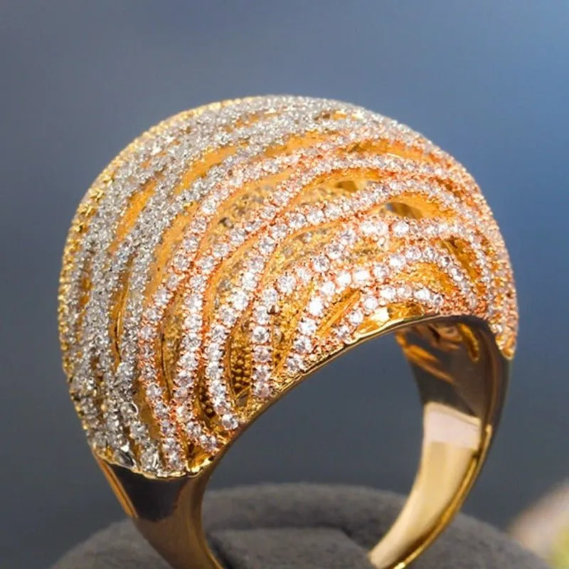 Luxury Bride Women Zircon Ring Wedding Jewelry For Party Gift