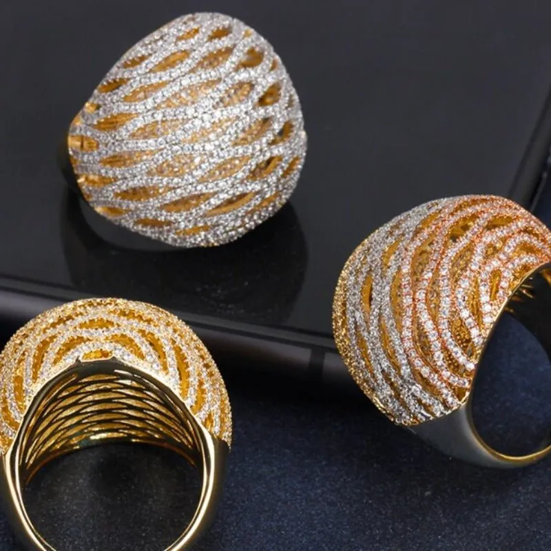 Luxury Bride Women Zircon Ring Wedding Jewelry For Party Gift