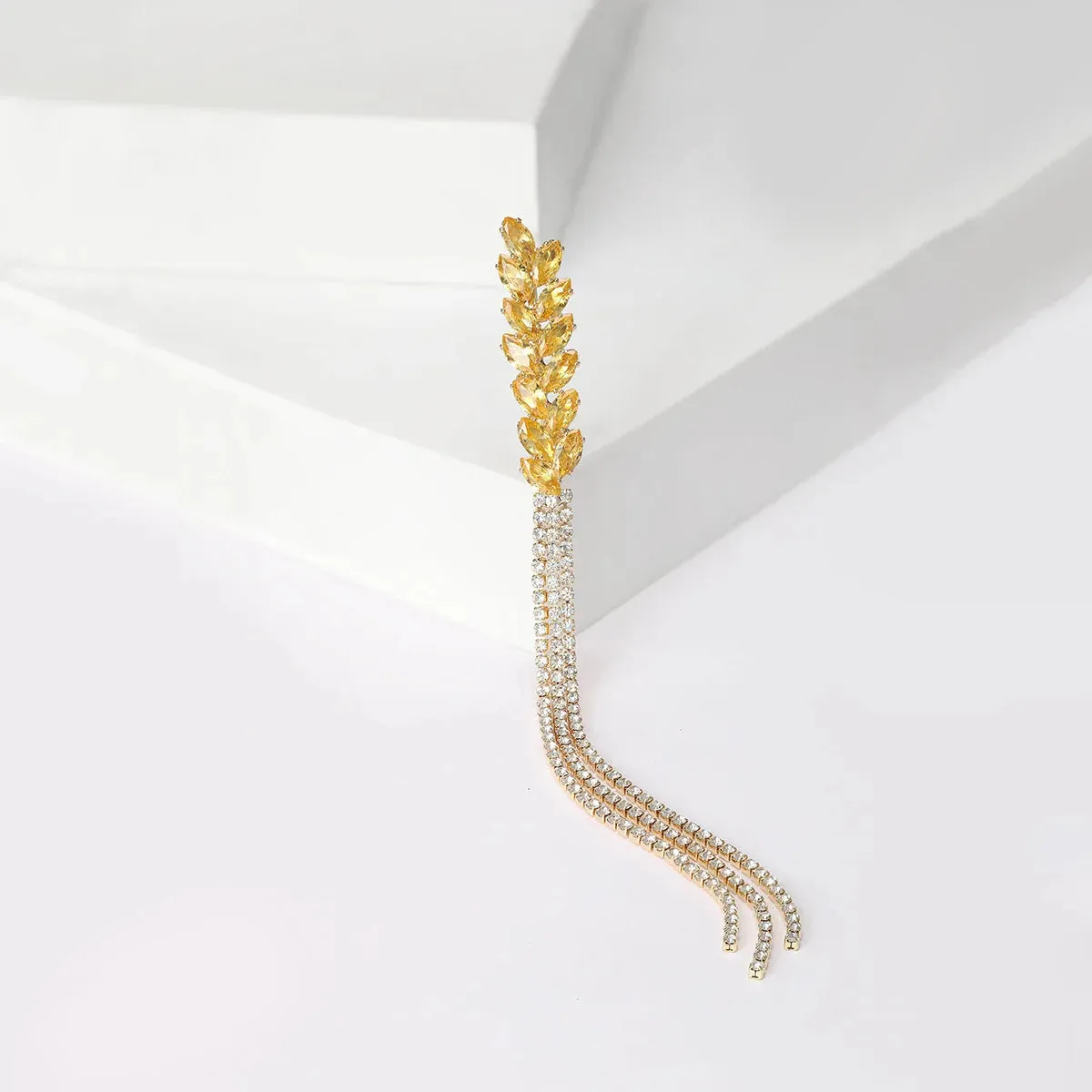 Luxury Brooch Rhinestone Long Thread Tassel Lapel Pins Ear Of Wheat Brooches Jewelry for Clothing