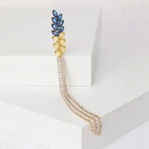 Luxury Brooch Rhinestone Long Thread Tassel Lapel Pins Ear Of Wheat Brooches Jewelry for Clothing