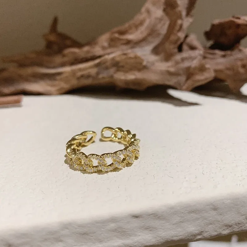 Luxury Cross Zircon Gold Ring Jewelry For Woman Wedding Party