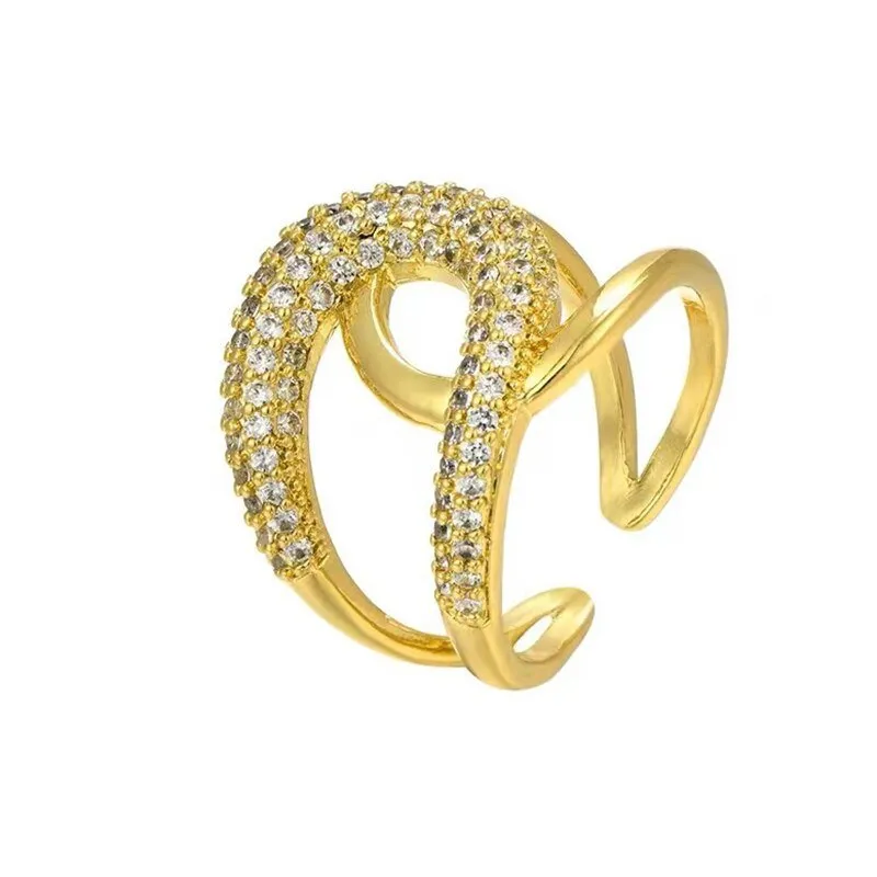 Luxury Cross Zircon Gold Ring Jewelry For Woman Wedding Party