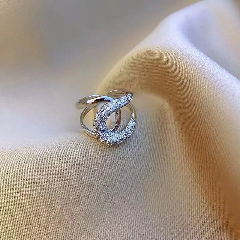 Luxury Cross Zircon Gold Ring Jewelry For Woman Wedding Party