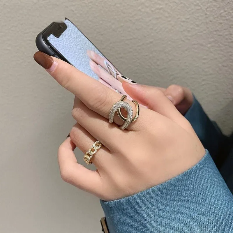 Luxury Cross Zircon Gold Ring Jewelry For Woman Wedding Party