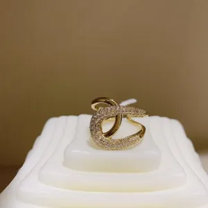 Luxury Cross Zircon Gold Ring Jewelry For Woman Wedding Party