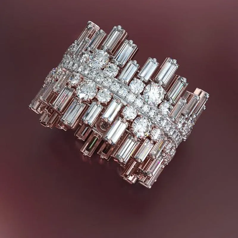 Luxury Silver Zircon Gemstone Ring for Women Engagement Jewelry