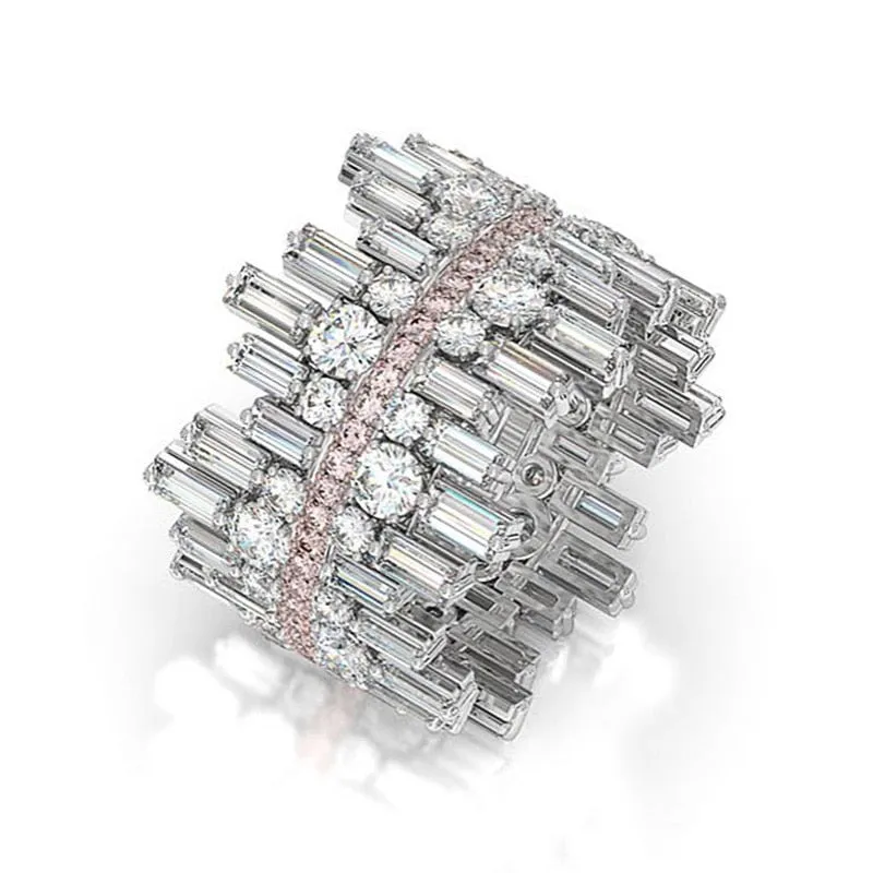 Luxury Silver Zircon Gemstone Ring for Women Engagement Jewelry