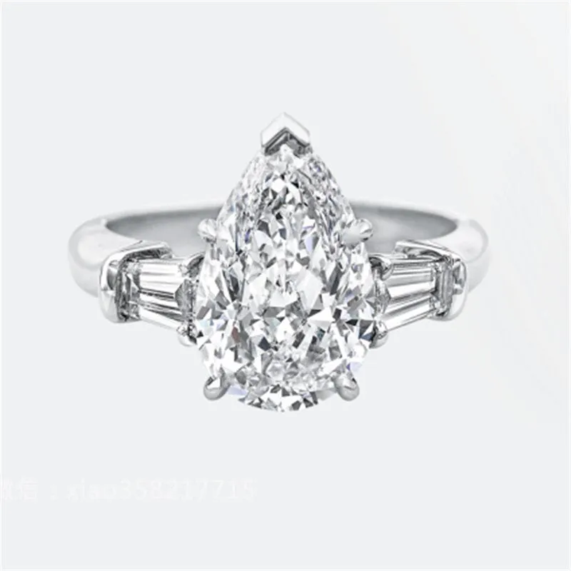 Luxury Water Drop 6ct Diamond Ring Engagement for Women Jewelry
