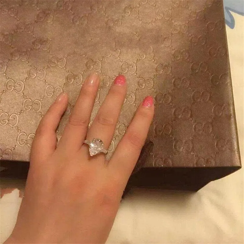 Luxury Water Drop 6ct Diamond Ring Engagement for Women Jewelry