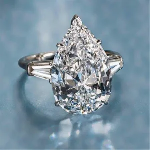 Luxury Water Drop 6ct Diamond Ring Engagement for Women Jewelry