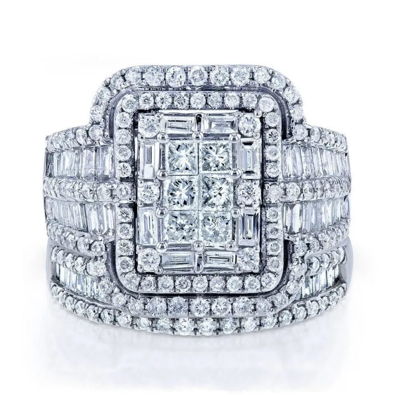 Luxury White White Sapphire Ring Set Wedding for Women Jewelry
