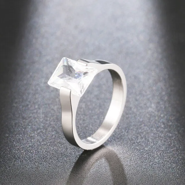 Luxury White Zircon Ring 14K Gold For Women Wedding Jewelry