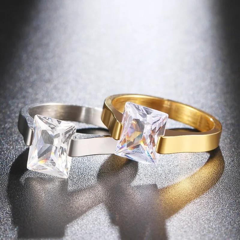 Luxury White Zircon Ring 14K Gold For Women Wedding Jewelry