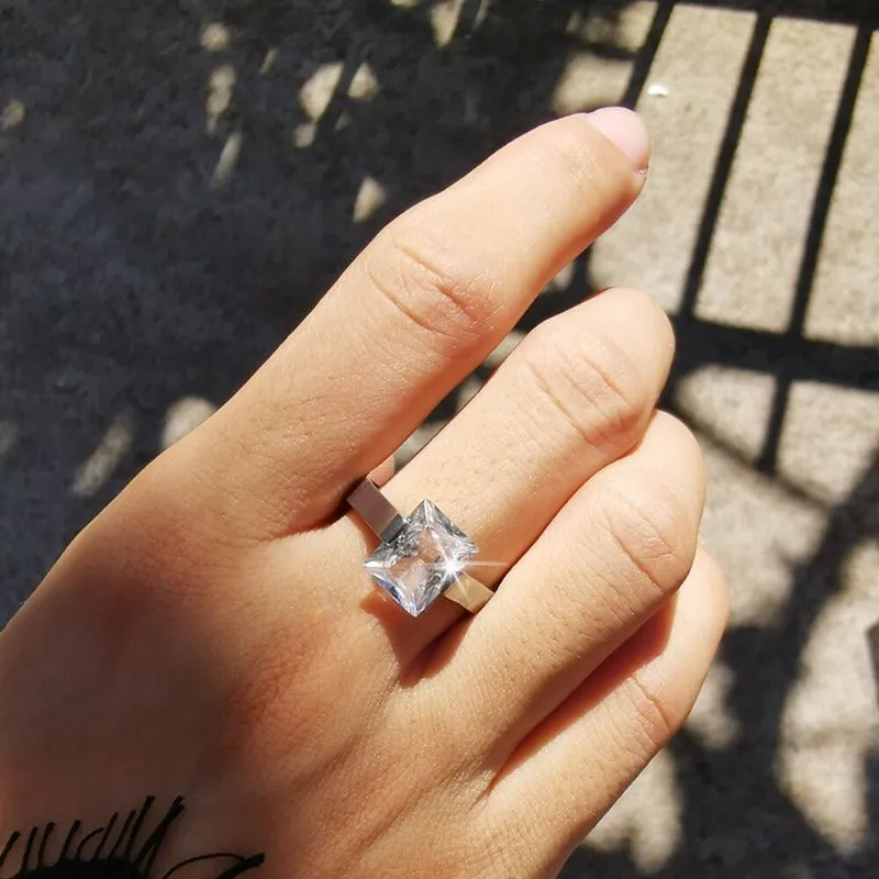 Luxury White Zircon Ring 14K Gold For Women Wedding Jewelry