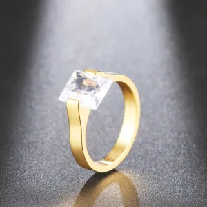 Luxury White Zircon Ring 14K Gold For Women Wedding Jewelry