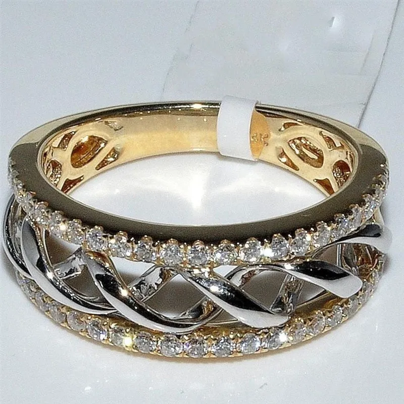 Luxury Women Engagement Ring 14k Yellow Gold Wedding Jewelry