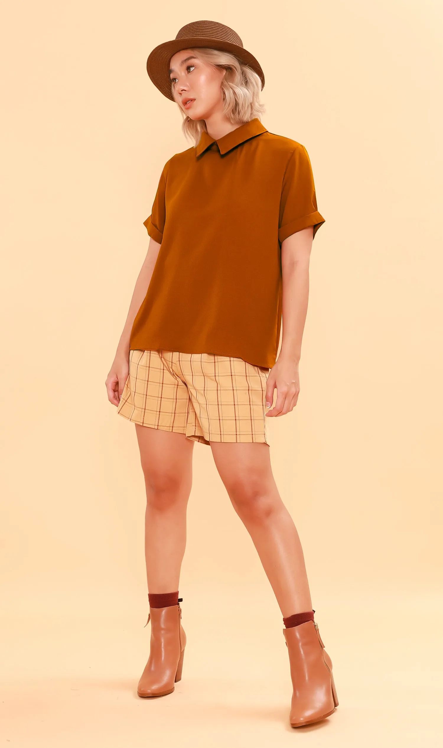 MADDIE Flat-Collar Top (Burnt Orange)