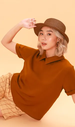 MADDIE Flat-Collar Top (Burnt Orange)