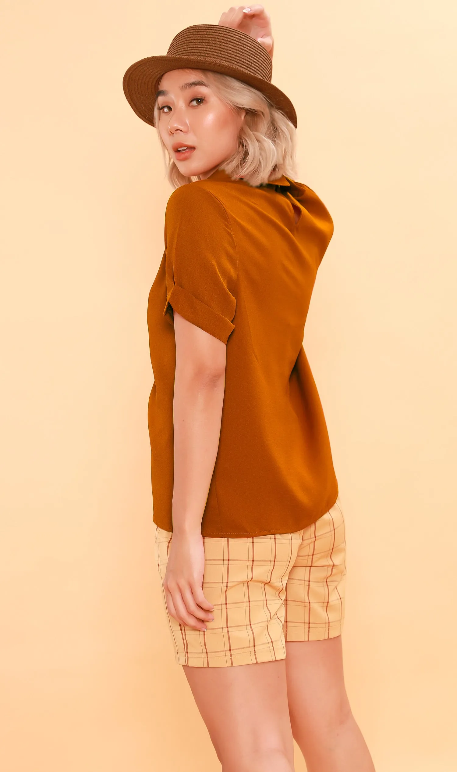 MADDIE Flat-Collar Top (Burnt Orange)