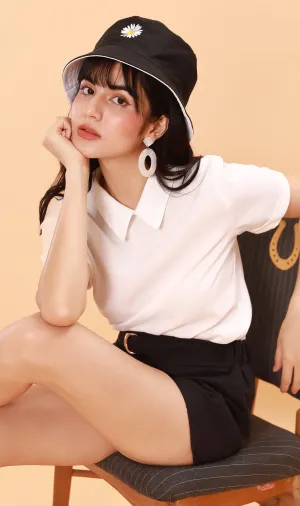 MADDIE Flat-Collar Top (White)