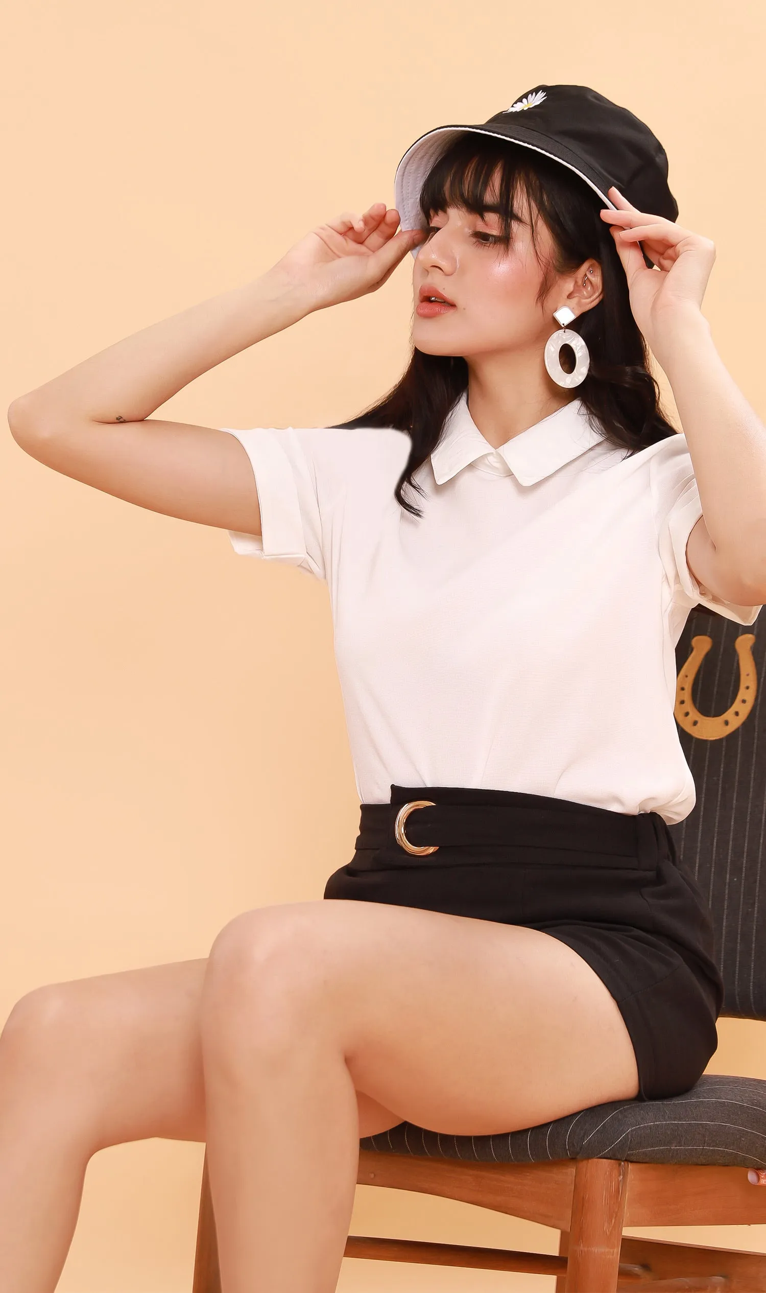 MADDIE Flat-Collar Top (White)