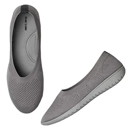 Marc Loire Women's Athleisure Knitted Active Wear Grey Slip-On Shoes, 6 UK