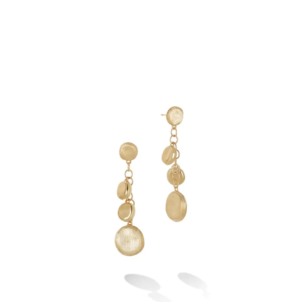 Marco Bicego Jaipur 18k Yellow Gold Engraved and Polished Charm Drop Earrings