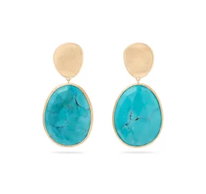 Marco Bicego Lunaria Yellow Gold Turquoise Double Drop Earrings