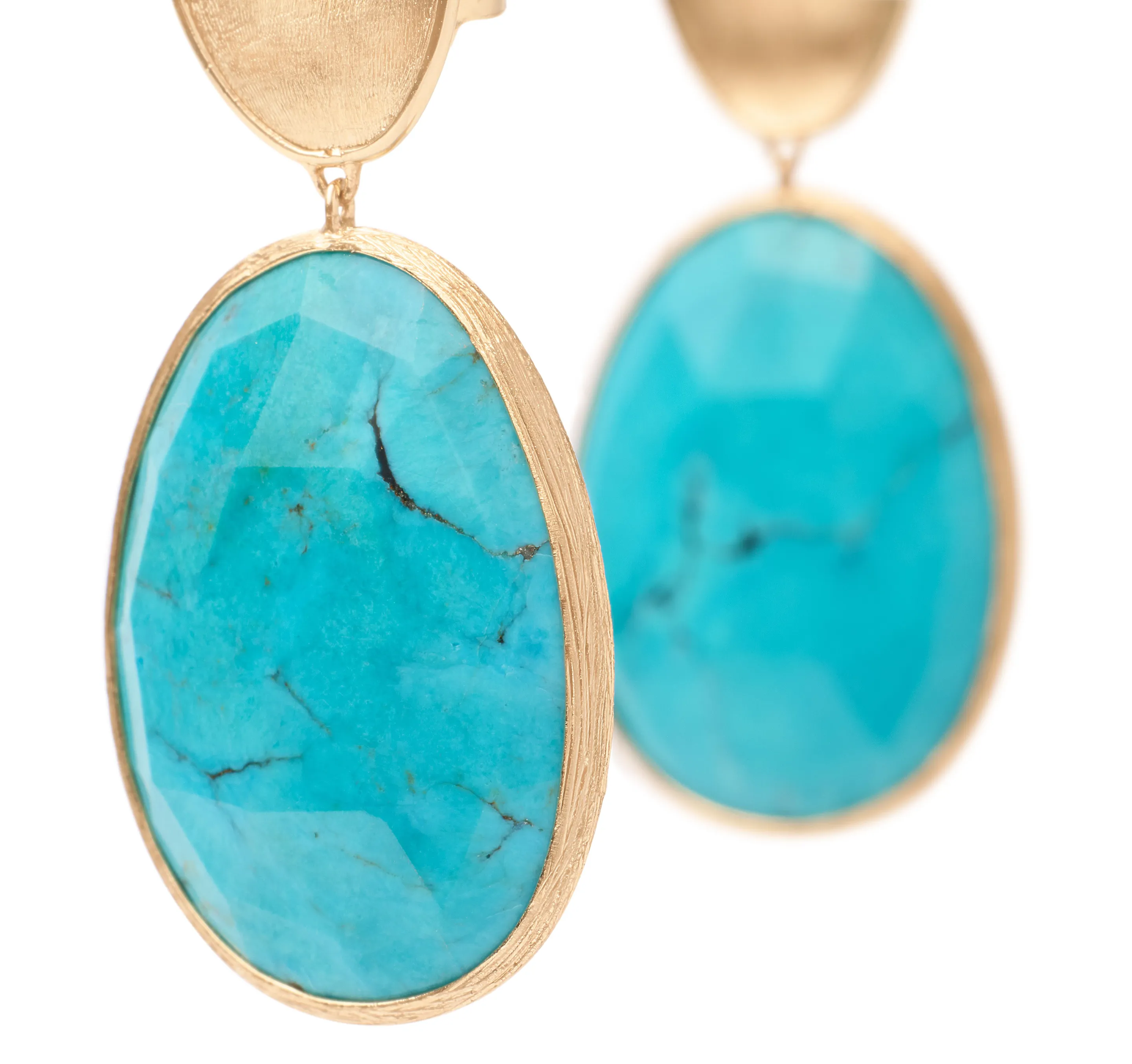 Marco Bicego Lunaria Yellow Gold Turquoise Double Drop Earrings