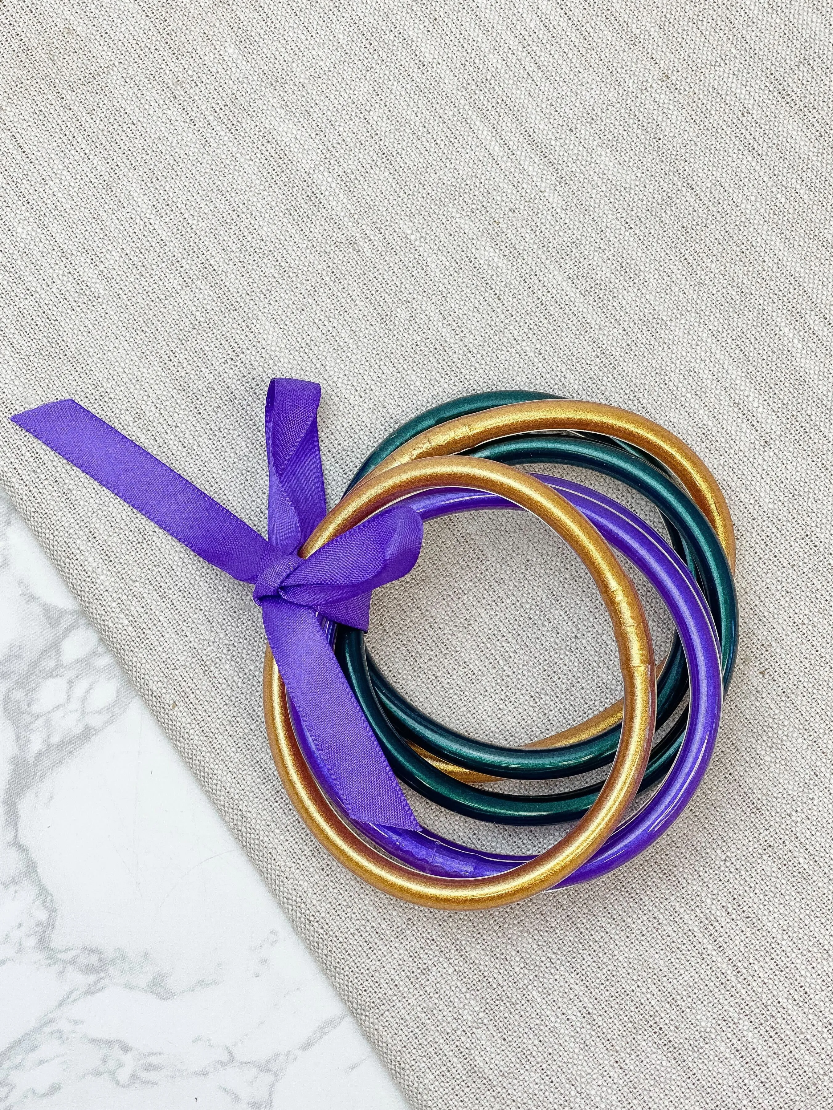 Mardi Gras Jelly Bangle Bracelet Set