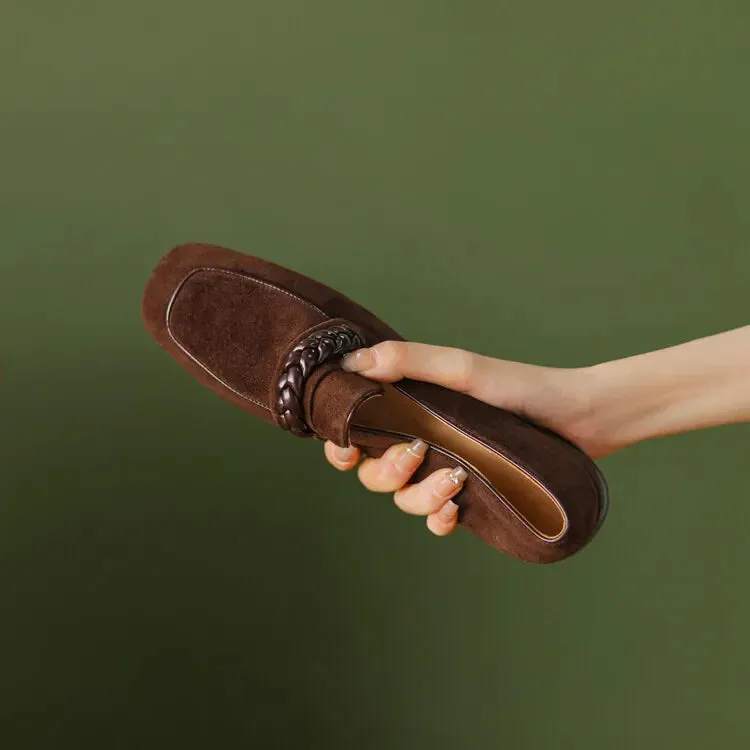 Mariana French Braids Suede Loafers