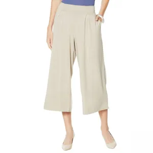 MarlaWynne WynneLayers Plus Size Pleat Front Pull On Knit Cropped Pants