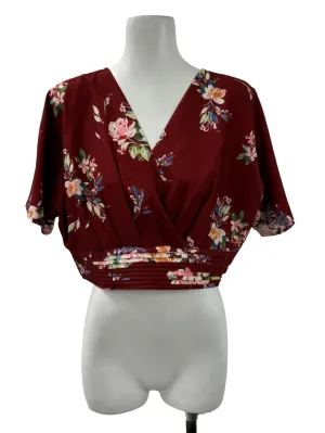 Maroon Floral V Blouse TCL