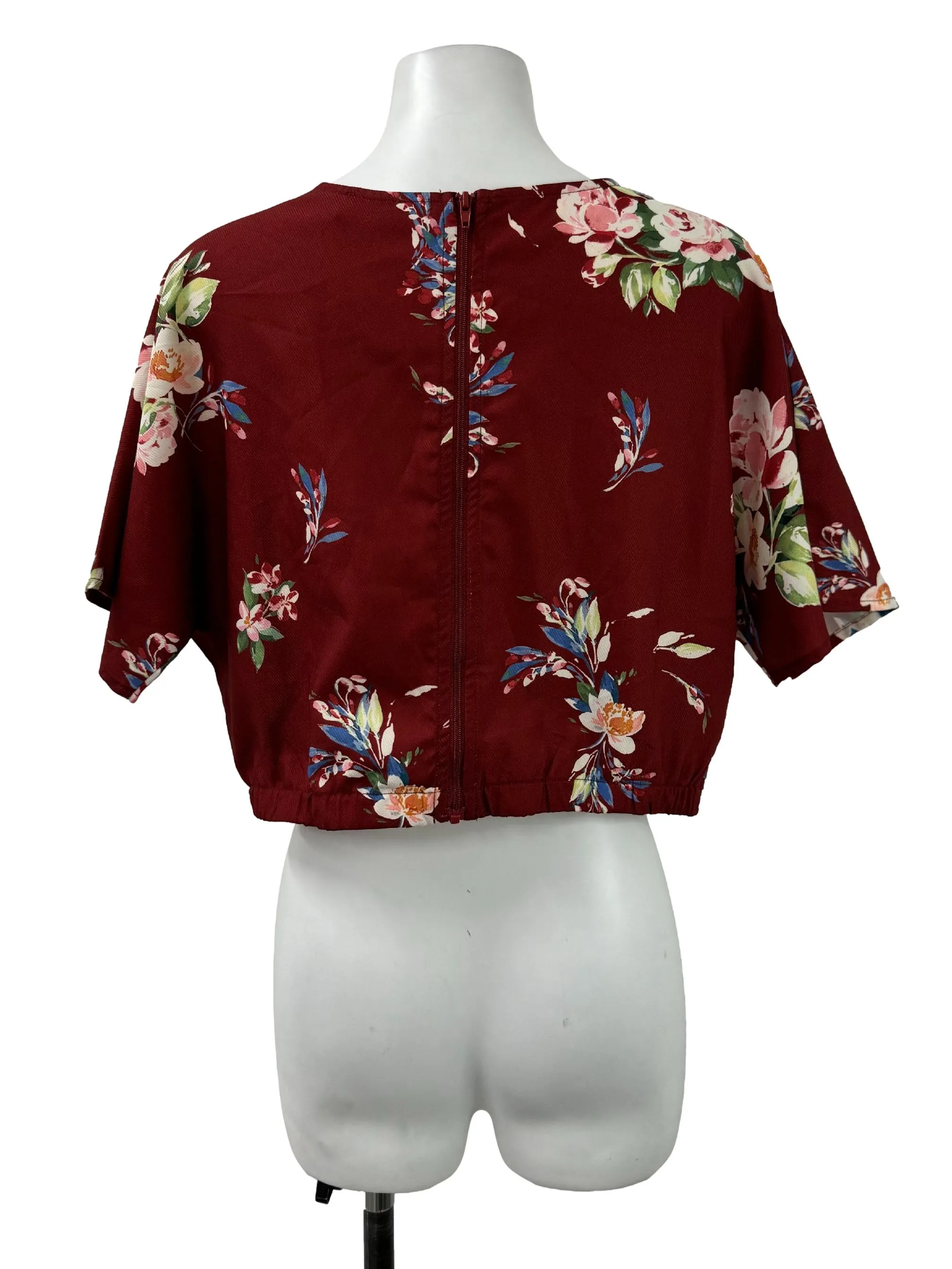 Maroon Floral V Blouse TCL