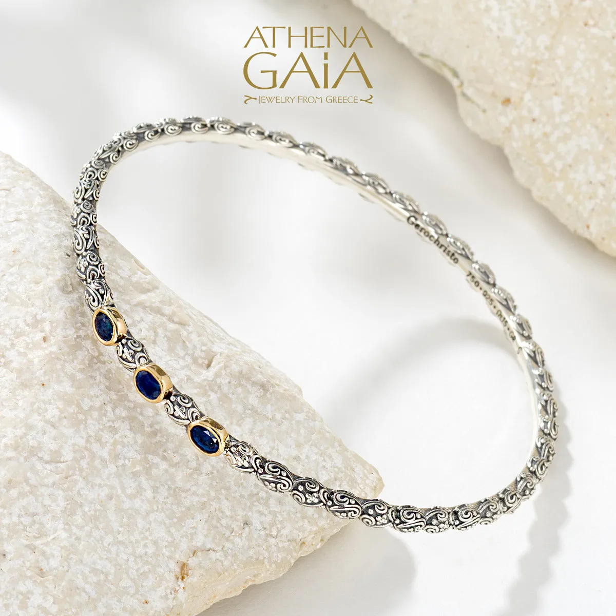 Meadow Breeze Triple Oval Stone Bangle Bracelet