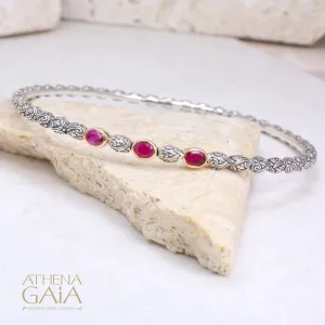 Meadow Breeze Triple Oval Stone Bangle Bracelet