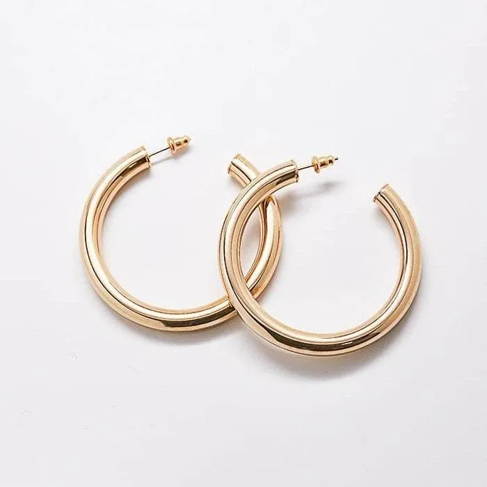 Medium Gold Hoop Earrings - Imperfect